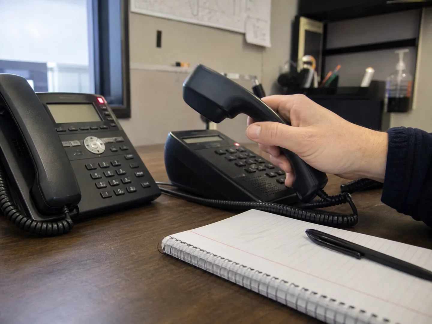 Desk phone and backup phone arranged for call overflow coverage